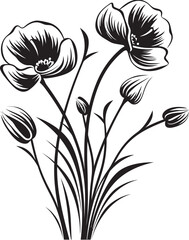 Winter Flower Sketch Elegant Black Emblem Icy Blossom Handiwork Vector Emblematic Mark