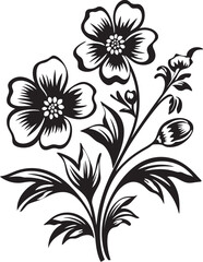 Icy Blossom Handiwork Vector Emblematic Mark Arctic Petal Sketch Monochrome Iconic Detail