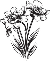 Icy Floral Handiwork Elegant Black Icon Chill kissed Blossoms Vector Emblematic Symbol