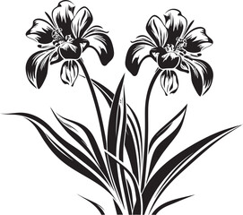 Chill kissed Blossoms Vector Emblematic Symbol Snowy Garden Sketch Monochrome Iconic Mark