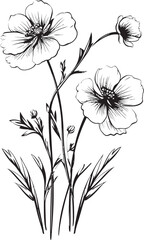 Snowy Floral Design Black Emblematic Detail Arctic Petal Sketch Stylish Vector Mark