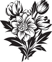 Frozen Blossom Impression Monochrome Iconic Symbol Whimsical Winter Art Iconic Vector Icon