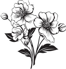 Snowy Floral Design Black Emblematic Detail Arctic Petal Sketch Stylish Vector Mark