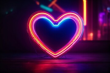 A vibrant neon heart.