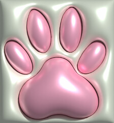 Animal paw print on a gray background, 3D rendering illustration