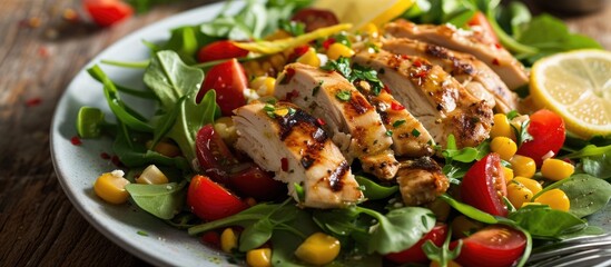 Corn and chicken salad tossed in lemon vinaigrette.