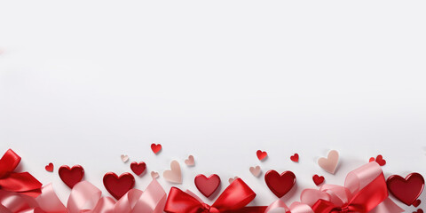 Beautiful background with hearts for Valentine's Day with empty space for text. Festive banner. Mockup