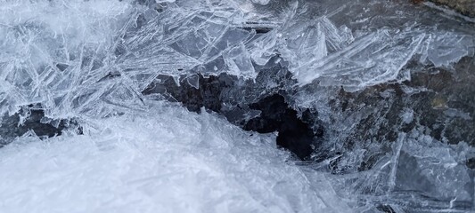 river ice in winter with great ice formation detail, showing patterns, background