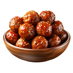 grilled meatballs in a bowl isolated on transparent background ,generative ai - obrazy, fototapety, plakaty
