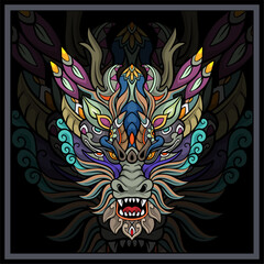 Colorful Dragon animal mandala arts.