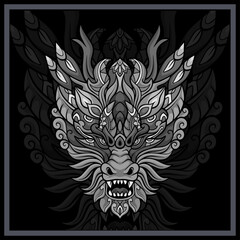 Obraz premium Monochrome Dragon head mandala arts.