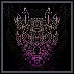 Gradient Colorful Dragon head mandala arts.