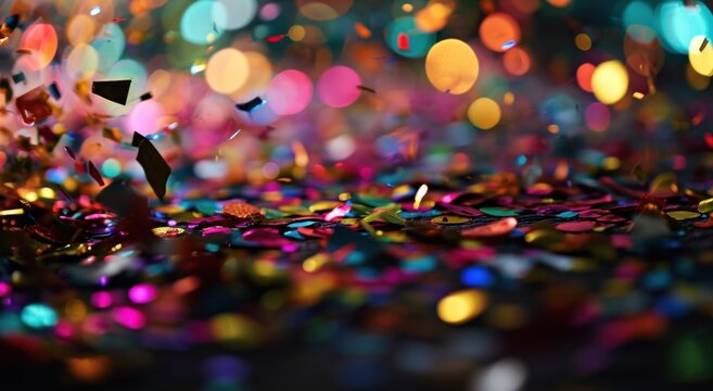 colorful confetti in a night scene