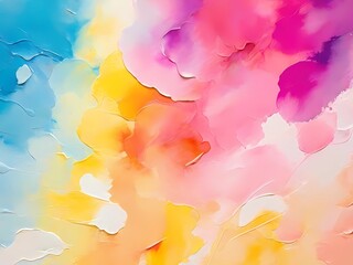 A vividly captivating abstract watercolor on a textured canvas surface. The hand-painted brush strokes create a beautiful display of colors that blend seamlessly, resembling the background of an oil p