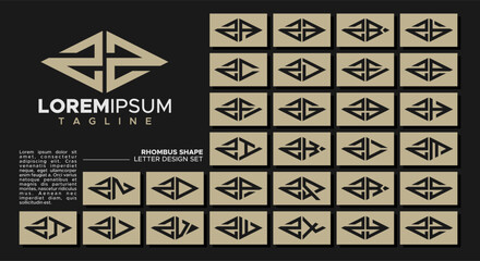 Bundle of geometric line rhombus letter Z ZZ logo design - 700341323