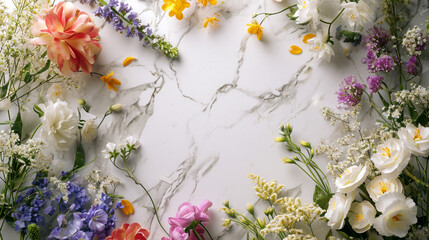 Винтажная стена с весенними полевыми цветами с пустым местом для текста. Красивый баннер для поздравлений и открыток.