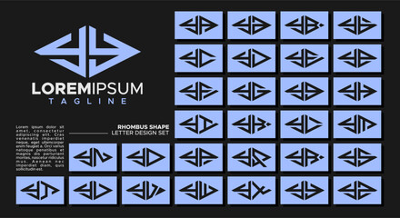 Bundle of geometric line rhombus letter Y YY logo design - obrazy, fototapety, plakaty