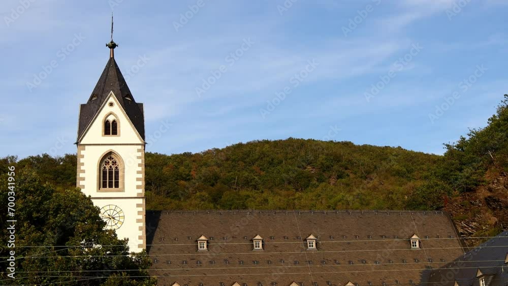 Canvas Prints historic church of kamp bornhofen on the rhine river in germany video