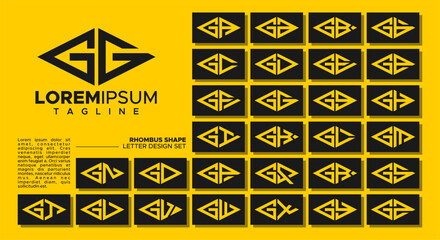 Bundle of geometric line rhombus letter G GG logo design