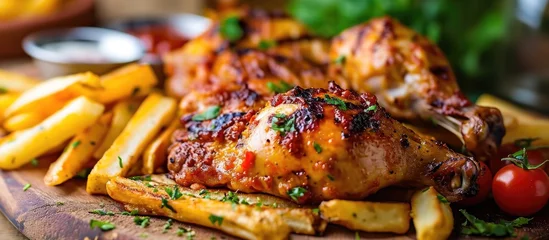 Poster Pantone 2022 very peri Peri peri chicken and fries.  © TheWaterMeloonProjec