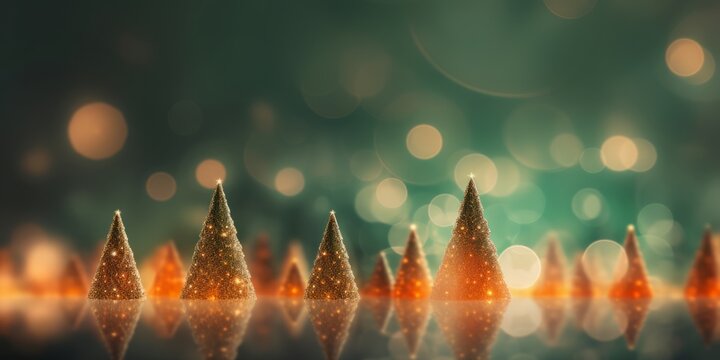 Creative futuristic cyberpunk composition made of Christmas trees with orange and blue neon lights on pastel background. New Year party concept - Powered by Adobe