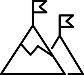 Fototapeta premium Flag on Mountain Vector Line Sign for Advertisement. Suitable for books, stores, shops. Editable stroke in minimalistic outline style. Symbol for design