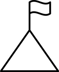 Flag on Mountain Vector Symbol for Adverts. Suitable for books, stores, shops. Editable stroke in minimalistic outline style. Symbol for design