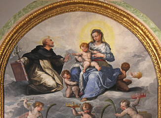 Madonna con Bambino e Santo domenicano; dipinto conservato nel complesso monumentale di Santa Croce...