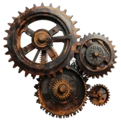 Foto op Plexiglas Steampunk gears and cogwheels isolated on transparent or white background, png  © Stock