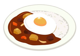 洋食_月見カレーライス（目玉焼き）