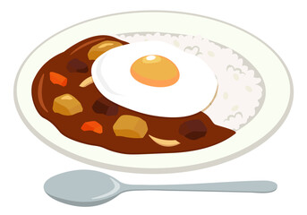 洋食_月見カレーライス（目玉焼き・スプーン付き）