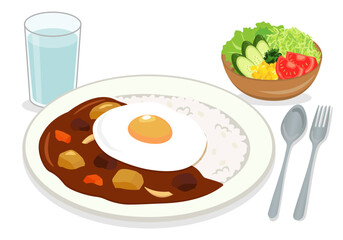 洋食_月見カレーセット（目玉焼き・スプーン付き）