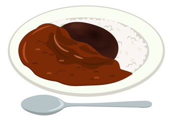 洋食_ハンバーグカレーライス（スプーン付き）