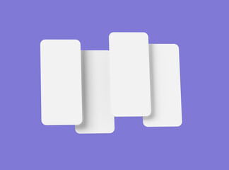 Blank separated mobile phone screens for ui ux app presentation. 3d rendering.