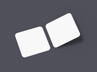 Blank square cards for design presentation. 3d rendering.
