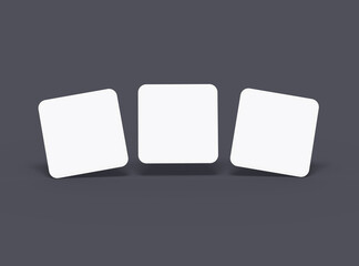 Blank square cards for design presentation. 3d rendering.
