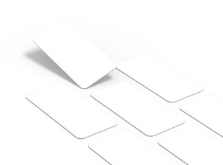 Blank separated mobile phone screens for ui ux app presentation on transparent background.