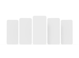 Blank separated mobile phone screens for ui ux app presentation on transparent background.