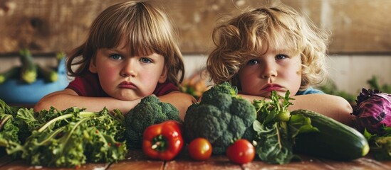 Kids dislike vegetables. - obrazy, fototapety, plakaty