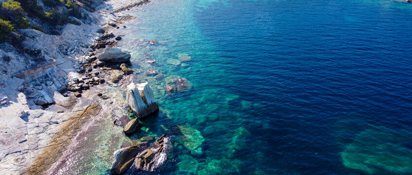 Photograph in the field of sail rocks in Foca district of Izmir province. Turkish name; Yelken Kaya or yelkenkaya