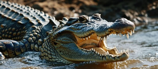 Crocodiles are aquatic reptiles that encompass Crocodylidae family species.