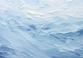 Obraz premium Water snow wavy abstract background for copy space text. Blue frozen ocean wave flowing motion. Watercolor, acrylic paint brush strokes effect, frost backdrop. Snowy winter holiday cartoon by Vita