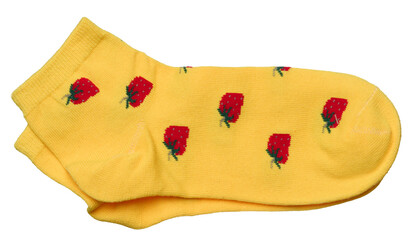 Yellow cotton socks on isolated background