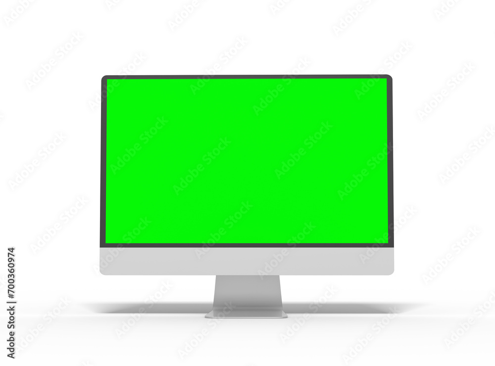 Wall mural imac desktop template with green screen for ui/ux product showcase on transparent background.