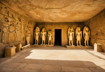Tomb of pharaohs Rameses V and VI in Valley of the Kings, Luxor, Egypt.AI generatede - obrazy, fototapety, plakaty