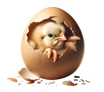 &eacute;closion d'un &oelig;uf avec un poussin qui sort - png fond transparent