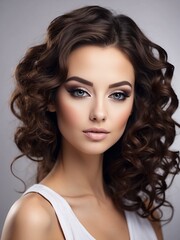 Beautiful brunette woman for advertising in spa beauty salon