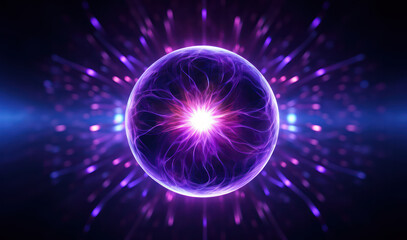 Glowing Violet Purple Synthwave Sahasrara Crown Chakra Sphere Esoteric Sacred Geometric Energy Healing Orb