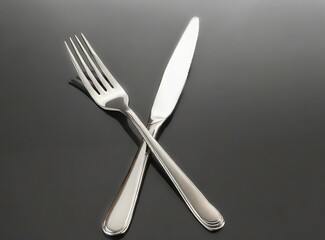 Fork and knife isolated on black background