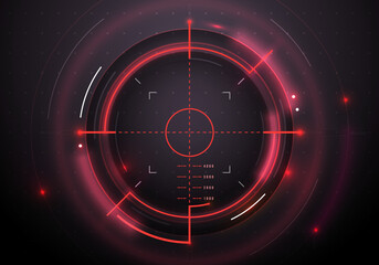 Futuristic red rifle scope HUD for take aim - obrazy, fototapety, plakaty